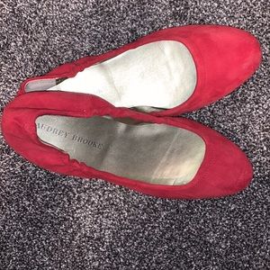 Audrey Brooke Red Suede Stretchy Flats